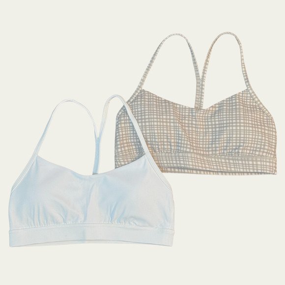 2 Lululemon Wunder Train Sports Bras size 8 Strappy Back Yoga Racer Padded Run - Picture 1 of 10